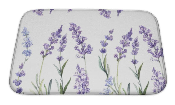 Bath Mat, Watercolor Pattern With Lavender Bath Mat Gear New 