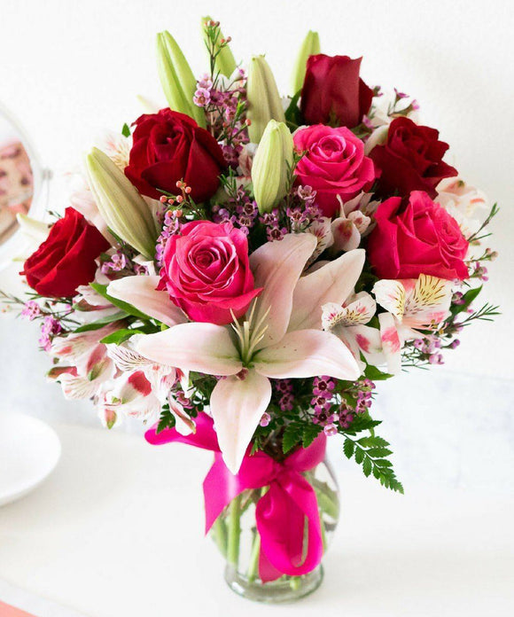 Blooms of Roses & Lilies Flowers US Drop Ship 