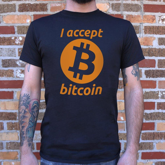 I Accept Bitcoin T-Shirt (Mens) Mens T-Shirt US Drop Ship 