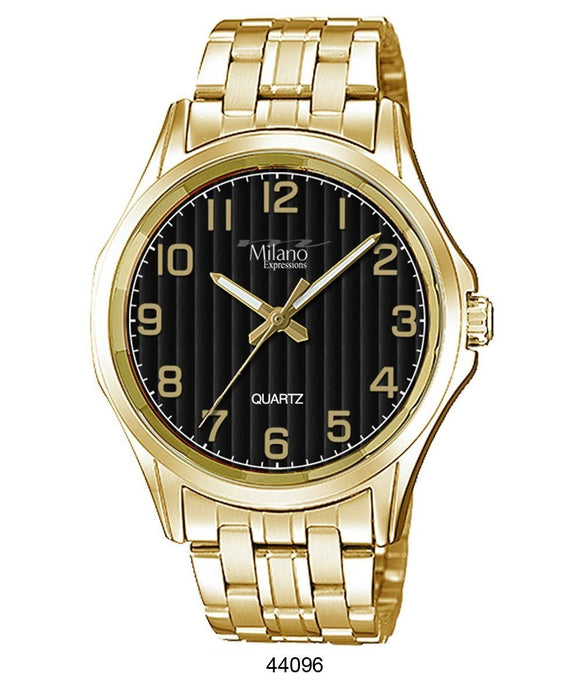 M Milano Expressions Gold Metal Band Watch with Black Dial Watches: Mens AkzanWholesale 