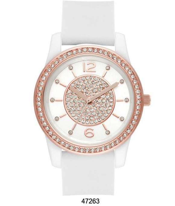 M Milano Expressions White Silicon Band Watch with White Watches: Ladies AkzanWholesale 