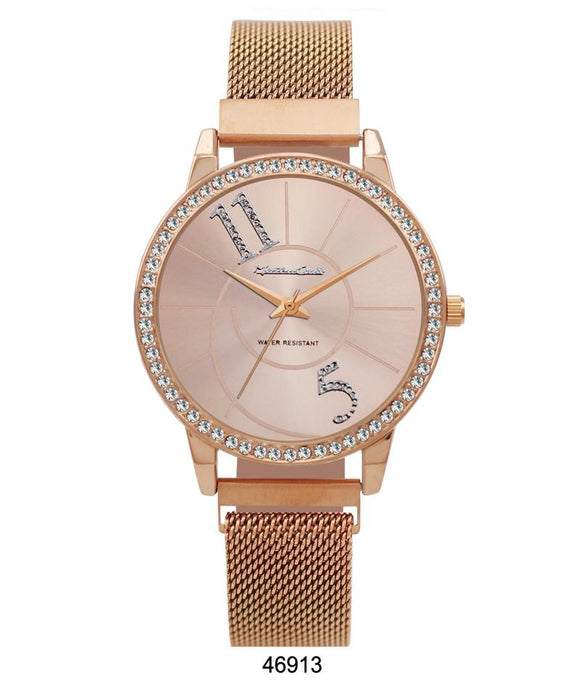 Montres Carlo Rose Gold Stainless Steel Mesh Band Watch with Magnetic Strap Watches: Ladies AkzanWholesale 