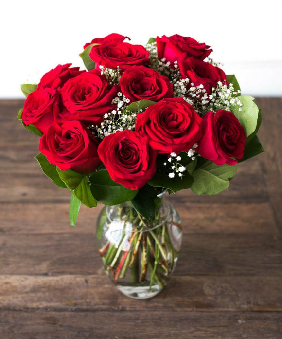 One Dozen Red Roses Flowers US Drop Ship 