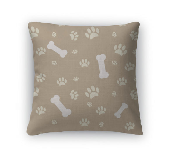 Throw Pillow, With Dog Paw Print And Bone Throw Pillow Gear New 
