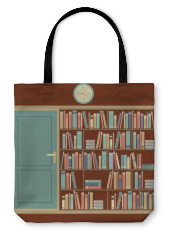 Tote Bag, Bookcase In Reading Room Illustration Tote Bag Gear New 