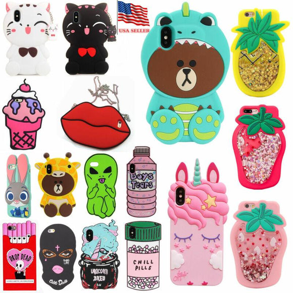 3D Silicone Animal Cartoon Thick Rubber Gel Kawaii Cover Case for Apple iPhone treelifeonline1 