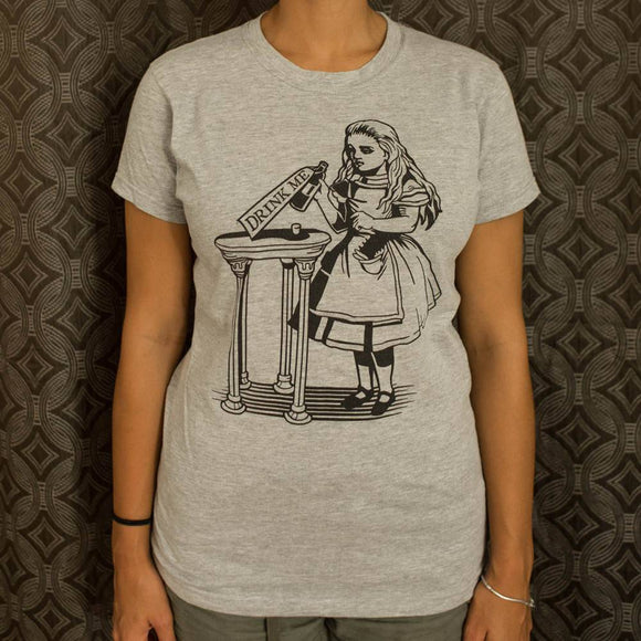 Alice Drink Me T-Shirt (Ladies) Ladies T-Shirt US Drop Ship 