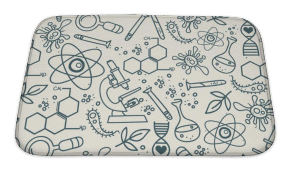 Bath Mat, Pattern For Science In Hand Drawn Doodle Style Bath Mat Gear New 