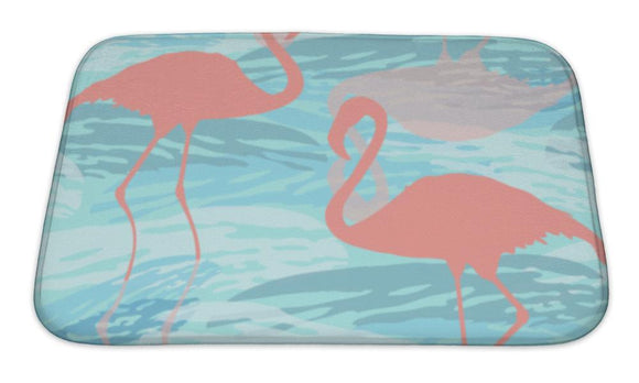 Bath Mat, Pattern With Pink Flamingo Silhouette Bath Mat Gear New 