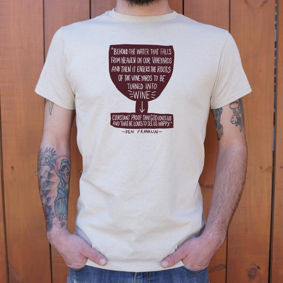 Benjamin Franklin Wine Quote T-Shirt (Mens) Mens T-Shirt US Drop Ship 