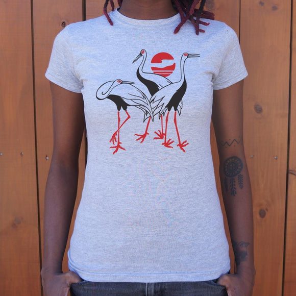 Cranes T-Shirt (Ladies) Ladies T-Shirt US Drop Ship 