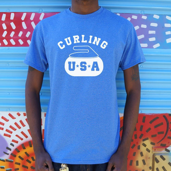 Curling USA T-Shirt (Mens) Mens T-Shirt US Drop Ship 