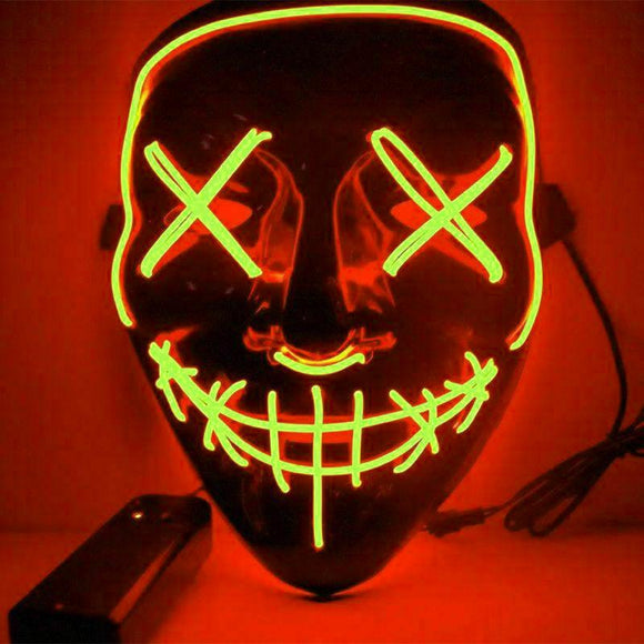 Halloween LED Glow Full Mask EL Wire Light Up The Purge Movie Rave Dance Party treelifeonline1 Red 