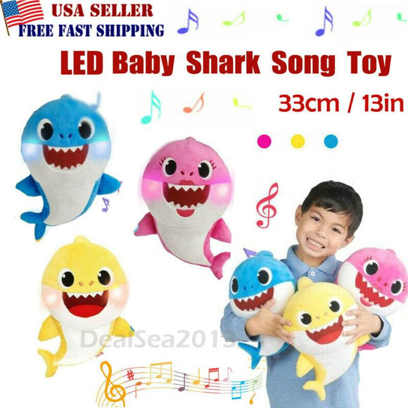 LED Baby Shark Plush Singing Toys Music Doll English Kids Song Gift Toy Stuffed US dealsea_2013 