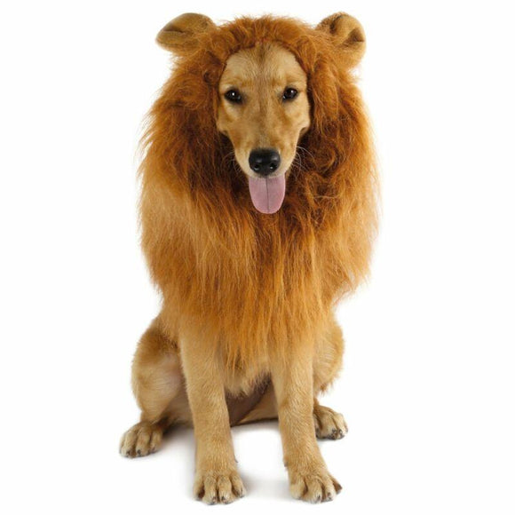 Pet Costume Lion Mane Wig w/ Ears for Large Dog Halloween Clothe Fancy Dress up styleyouroom 