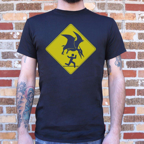 Pterosaur Warning T-Shirt (Mens) Mens T-Shirt US Drop Ship 