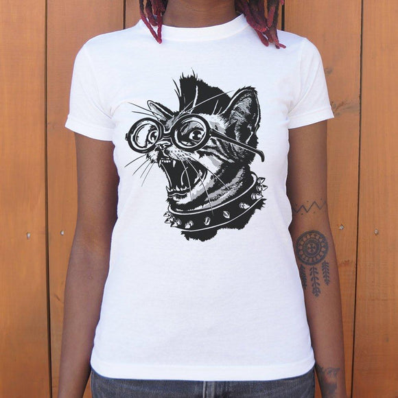 Punk Cat T-Shirt (Ladies) Ladies T-Shirt US Drop Ship 