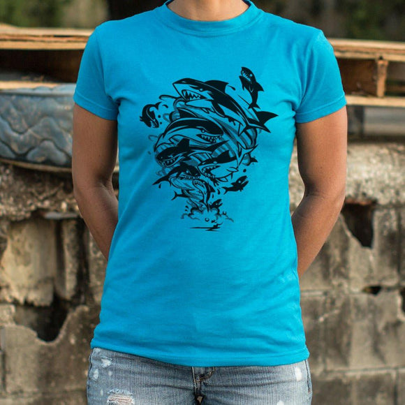 Sharks In A Tornado T-Shirt (Ladies) Ladies T-Shirt US Drop Ship 